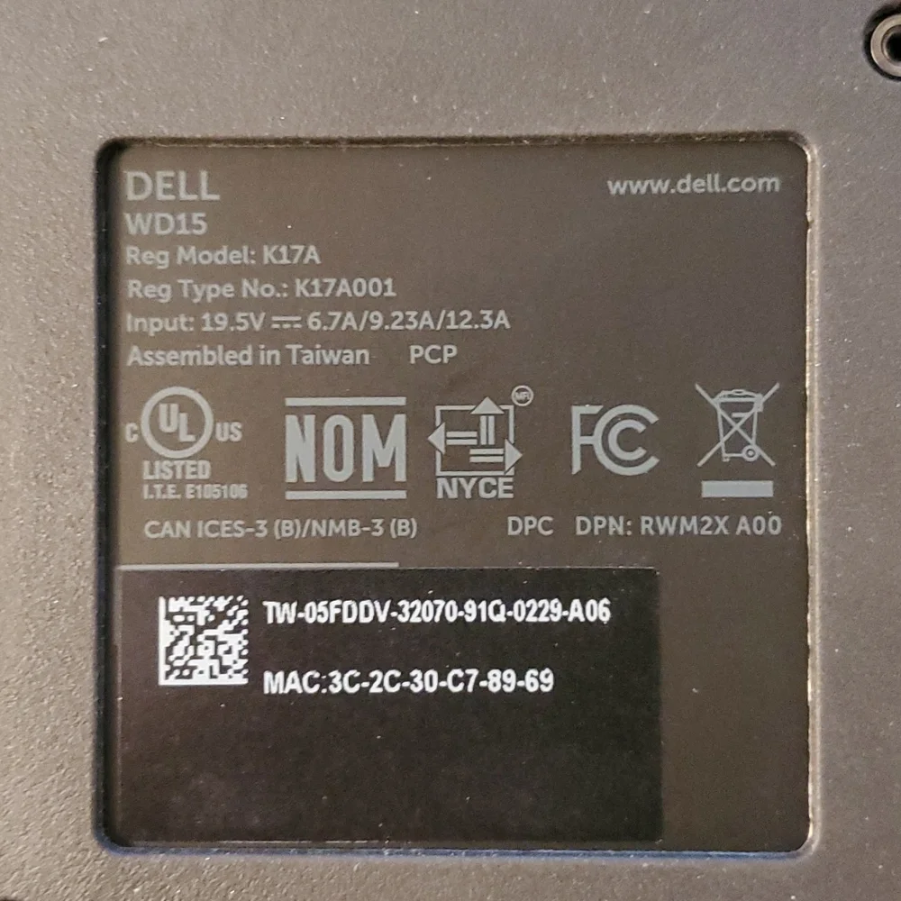 Dell WD15 docking station. Minimal use. FREE SHIPPING